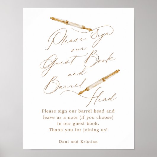 Unterzeichnen Sie unser Gästebuch & Barrel Head Wa (Vorne)