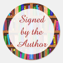 Unterzeichnet durch den Autor Buch Shelf Muster Runder Aufkleber