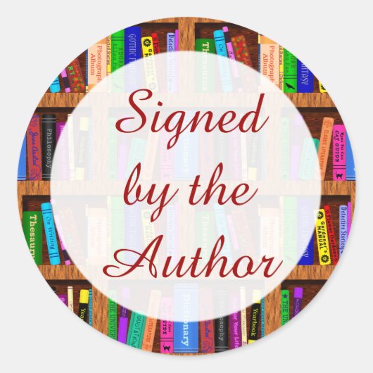 Unterzeichnet durch den Autor Buch Shelf Muster Runder Aufkleber (Vorderseite)