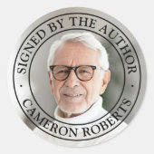 Unterzeichnet durch den Autor voll Foto elegant Runder Aufkleber (Vorderseite)