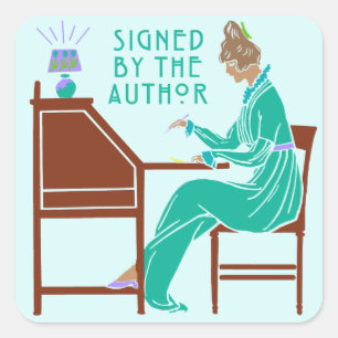 Unterzeichnet von der Autorin Buch Signing Lady in Quadratischer Aufkleber