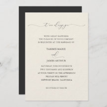 Unterzeichnete Elegance Wedding Einladung Cream