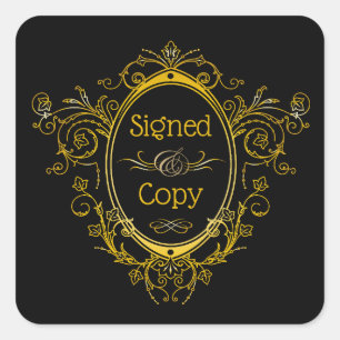 Unterzeichnete Kopie - Autor-Buchungsplatte Quadratischer Aufkleber