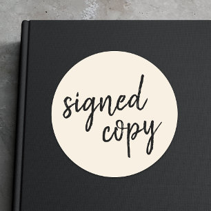 Unterzeichnete Kopie   Autor Ivory Cream Book Sign Runder Aufkleber