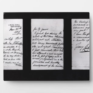 Unterzeichnetes Schreiben, 1887 (Stift und Tinte a Fotoplatte