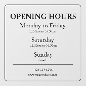 Unterzeichnung der Geschäftsöffnungszeiten | Fenst Fensteraufkleber (Blatt)