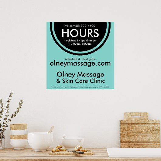 Unterzeichnung der Geschäftszeiten für kleine Unte Poster (Küche)