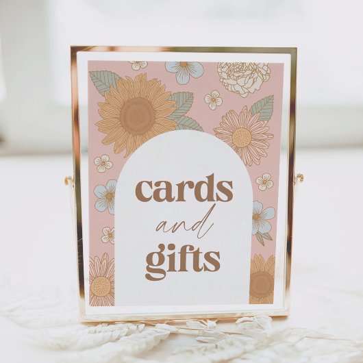 Unterzeichnung der Retro-Wildblume Geburtstagskart Poster