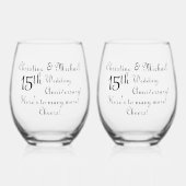 Unterzeichnung des 15. Crystal Wedding Anniversary Weinglas Ohne Stiel (Vorderseite)