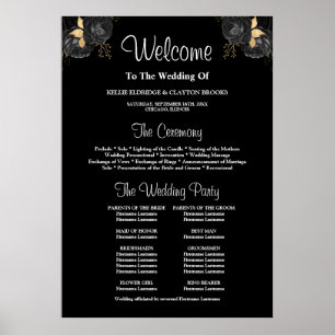 Unterzeichnung des Black & Gold Floral Wedding Pro Poster