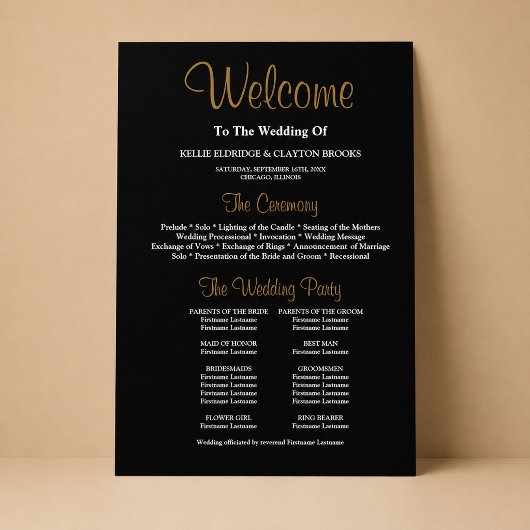 Unterzeichnung des Black Simple Wedding-Programms Poster