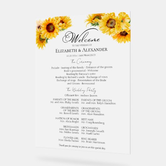 Unterzeichnung des feierlichen Programms zur Unter Acrylschild (Winkel)