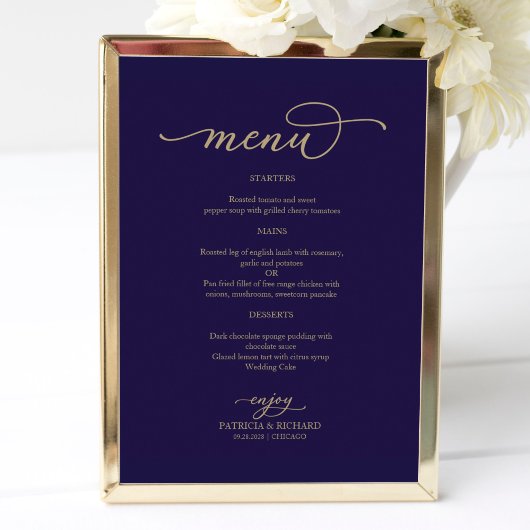 Unterzeichnung des Gold Script Navy Blue Wedding M Poster