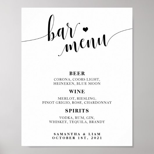 Unterzeichnung des Minimalistischen Bar Poster (Vorne)