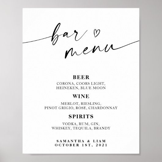 Unterzeichnung des Minimalistischen Bar Poster (Vorne)