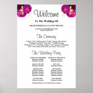 Unterzeichnung des Rosa/Gold Floral Wedding Progra Poster