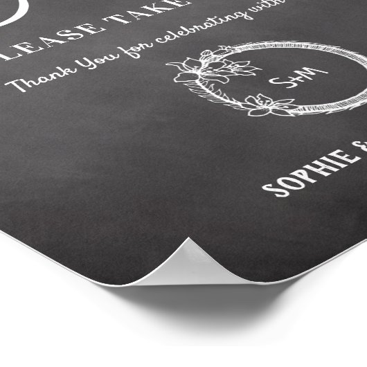 Unterzeichnung des Schwarz-weißen Hochzeitsprogram Poster (Ecke)