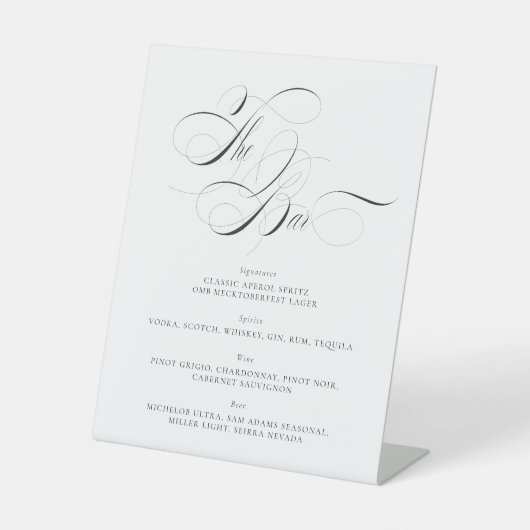 Unterzeichnung des Wedding Bar Menu Sockelschild (Vorderseite)