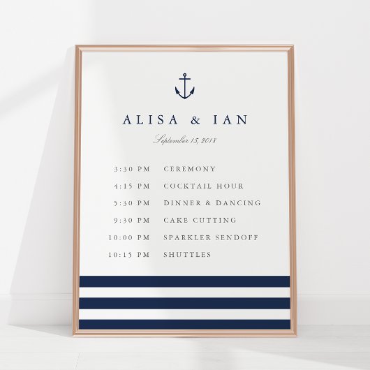 Unterzeichnung eines Nautic Anchor Wedding Schedul Poster