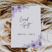 Unterzeichnung lila Hochzeitkarten und Geschenke Einladung