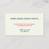 Unterzeichnung mobiler Notariatsdarlehen Visitenkarte (Rückseite)