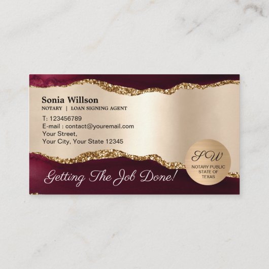 Unterzeichnung öffentlicher mobiler Notariatsdarle Visitenkarte (Rückseite)