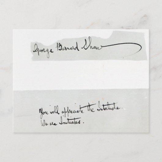 Unterzeichnung von George Bernard Shaw Postkarte (Vorderseite)