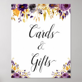 Unterzeichnung von lila Gold Floral Cards und Gesc Poster