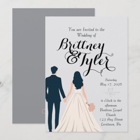 Until Forever-Brittney Wedding Invitation Einladung (Vorne/Hinten)