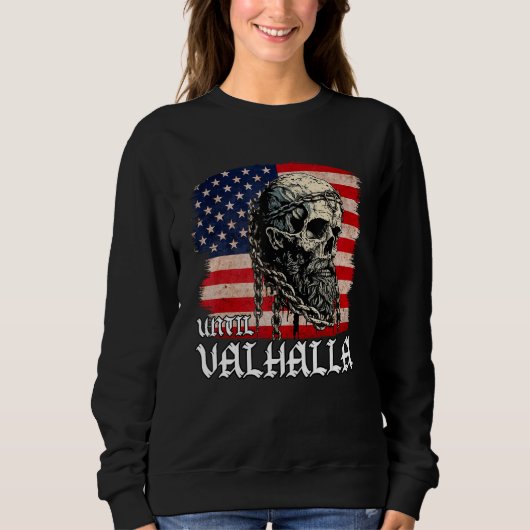 Until Valhalla American Viking US Flag Vintage Sweatshirt (Vorderseite)
