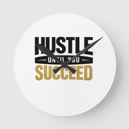 Until You Succeed – Minimal Gold Motivation Design Runde Wanduhr (Vorderseite)
