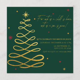 Unto Us A Child Is Born Christmas Party Invitation Einladung