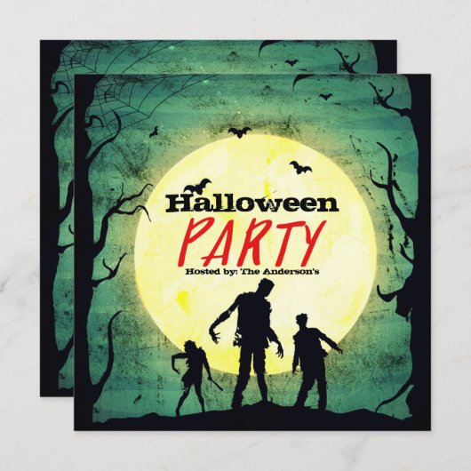 Untot Zombies Zombie Halloween-Party Einladung (Vorne/Hinten)