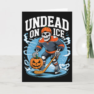 Untote auf Eis Lustige Hockey-Skelette Halloween  Karte