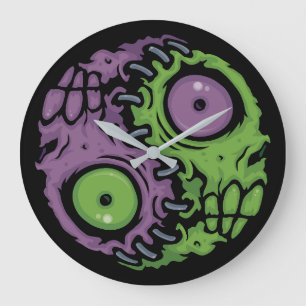Untote Harmonie: Zombie Yin Yang-Symbol Große Wanduhr