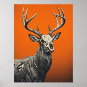 Untote Hirsche vor leuchtend orangefarbenem Hinter Poster (Vorne)