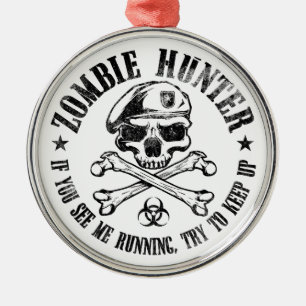 untote lebende Tote des Zombiejägers Silbernes Ornament
