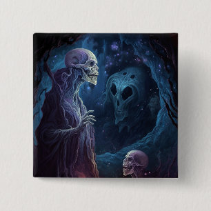 Untote Skelettkreaturen Horror Kunst Button