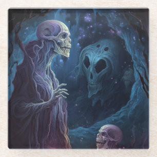 Untote Skelettkreaturen Horror Kunst Glasuntersetzer