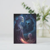 Untote Skelettkreaturen Horror Kunst Postkarte (Stehend Vorderseite)