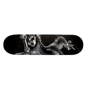 Untoter Affe mit Harmonika Skateboard