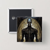 Untoter Cyborg Sci-Fi Horror Art Button (Vorne & Hinten)