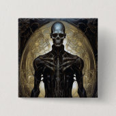 Untoter Cyborg Sci-Fi Horror Art Button (Vorderseite)