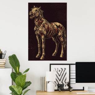 Untotes Pferd vor dunklem gotischen Hintergrund Poster