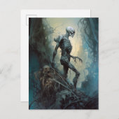 Untotes Skelett Monster Gotischer Horror Kunst Postkarte (Vorne/Hinten)