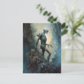 Untotes Skelett Monster Gotischer Horror Kunst Postkarte (Stehend Vorderseite)