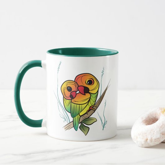 Untrennbare Papageien Tasse (Mit Donut)