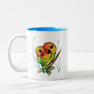 Untrennbare Papageien Zweifarbige Tasse