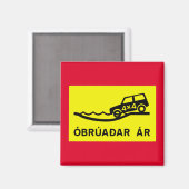 Unüberbrückter Fluss, Verkehrszeichen, Island Magnet (Vorderseite/Rückseite)