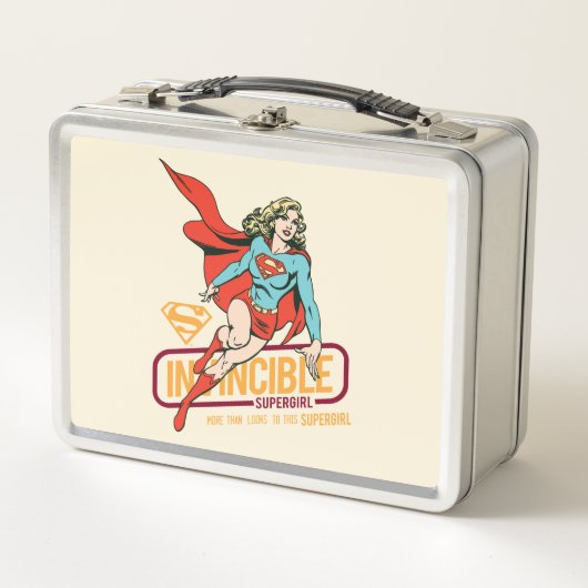 Unübertreffliche Supergirl Retro Grafik Metall Brotdose (Vorderseite)